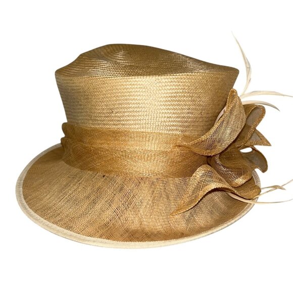 john lewis stunning floral straw derby hat one size - Picture 1 of 5